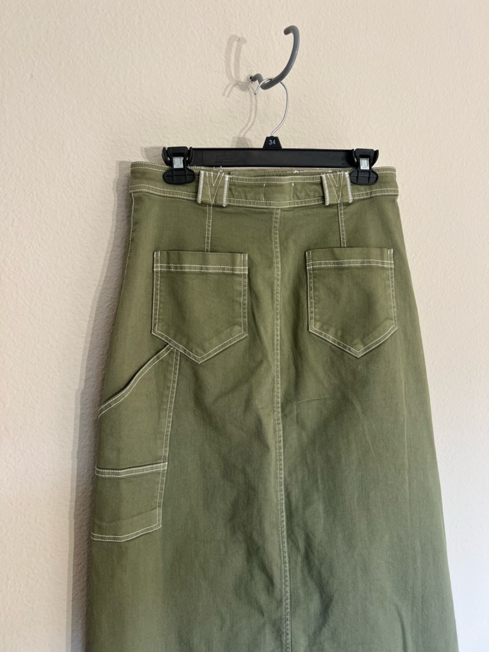 NWT Anthropologie Pilcro Carpenter Maxi skirt moss green utility cargo sz 6 - Picture 11 of 14